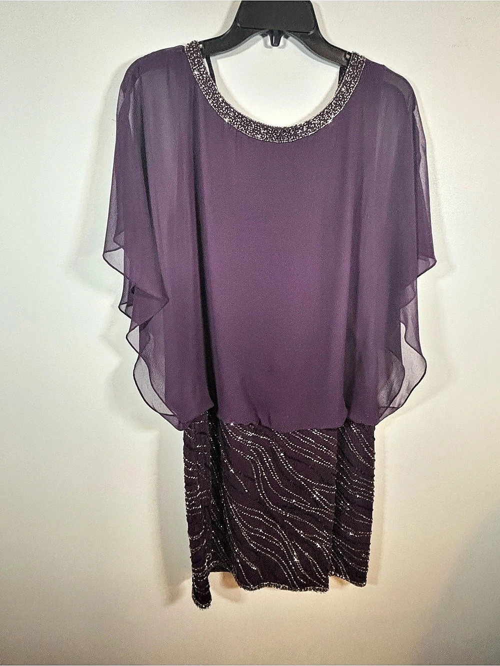 JKARA Beaded Mini Dress in Purple Size 12 Like New